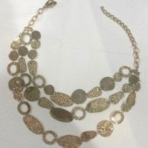 Chico's Plated Gold Metallic 3-Tier Necklace